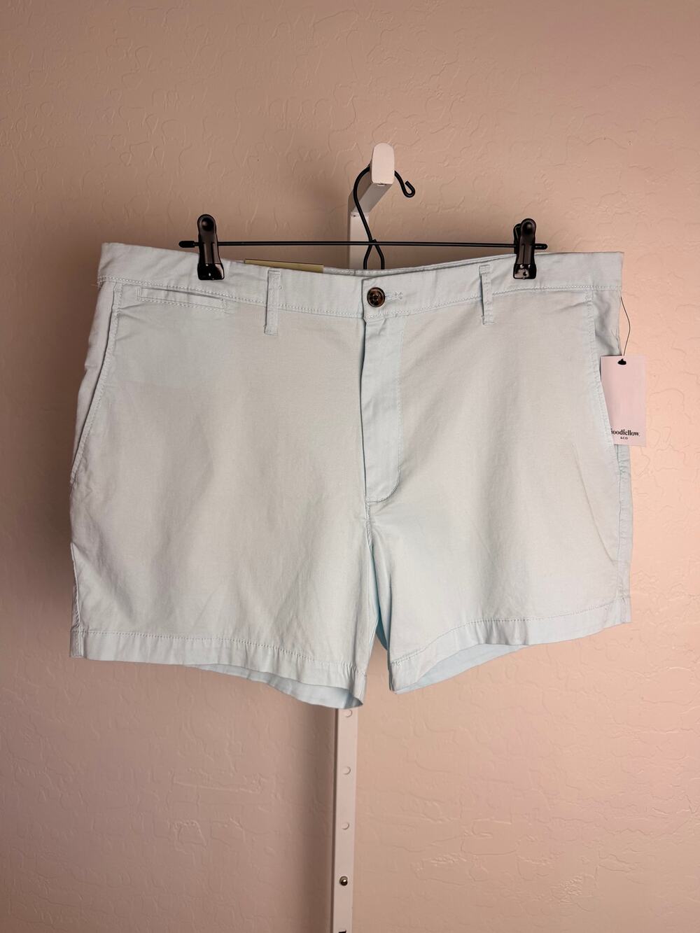 Goodfellow & Co Men’s Every Wear Flat Front Shorts Light Blue 5” Inseam Size 38